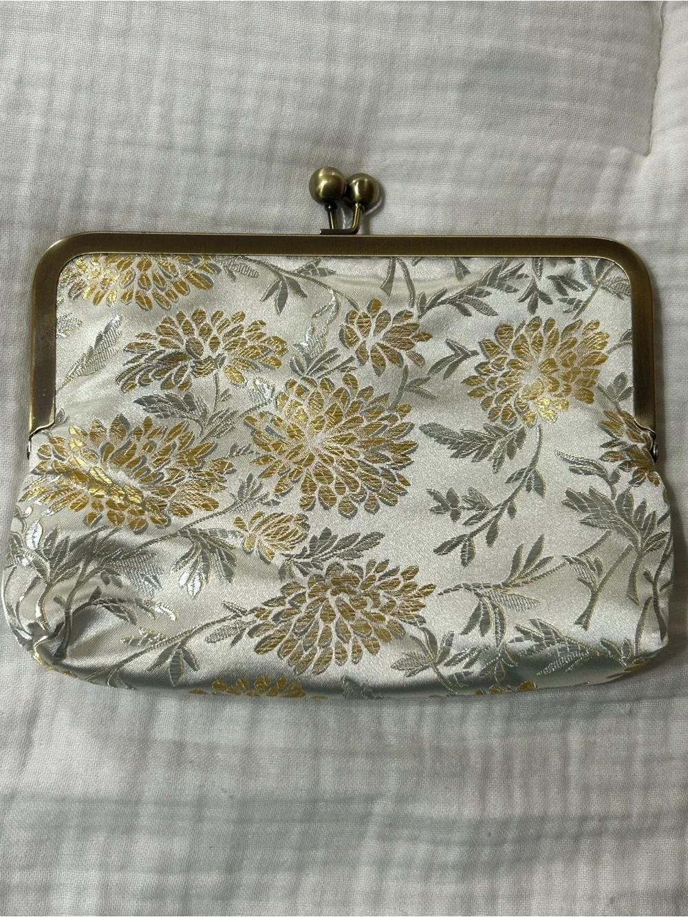 Handmade Satin and Dupioni Silk Kiss Lock Clutch Purse